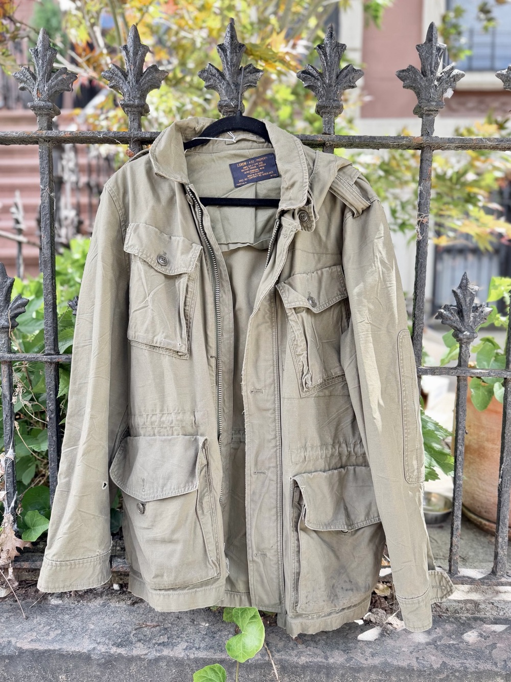 Vintage J. Crew Olive Military Field Jacket Size M